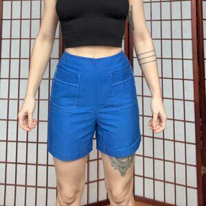 Real vintage 70s - Royal Blue High-Waisted Structured Utility Shorts
